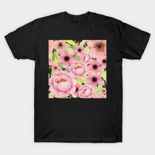 Pink flowers, seamless pattern T-Shirt